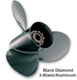 Quicksilver Black Diamond Propeller Black Finish, 14 dia x 23 pitch, Right Hand