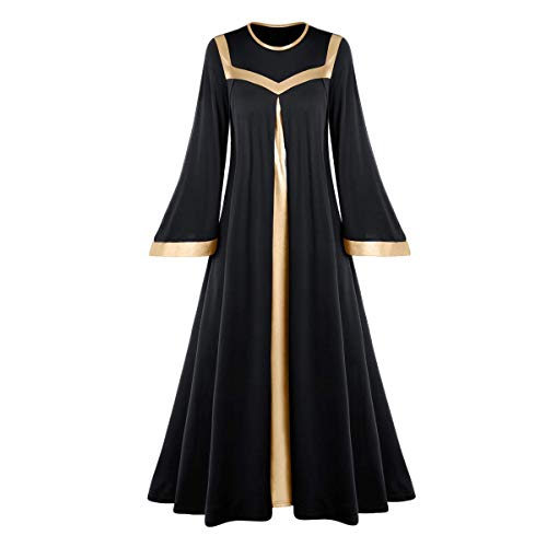 thumbnail image 2 of Women's Metallic Color Block Lyrical Dance Dress – Chiffon & Polyester, Knee-Length For Liturgical & Praise Dance 2 of 6
