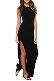 Meenew Women's Sleeveless Bodycon Beach Tank Sundress High Split Long Maxi Dress