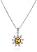 Amber Sterling Silver Sun Pendant Necklace, 18