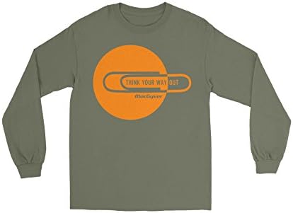 MacGyver Think Your Way Out T-Shirt Mens Long Sleeve Tee Military green 5X