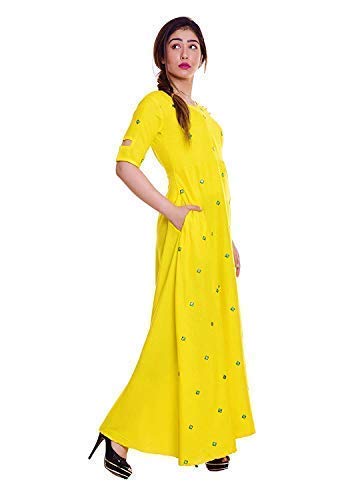 asha print women's rayon embroidered mirror work full length kurti