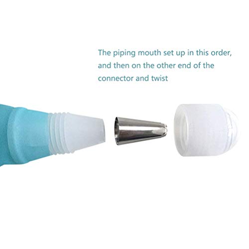 LQT Ltd 14 Pcs/Set Silicone Icing Piping Cream Pastry Bag +12PCS Stainless Steel Nozzle Pastry Tips Converter DIY Cake Decorating Tools - Color Random - Thumbnail 3