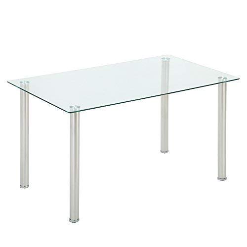 Mecor 53'' Glass Dining Table with Glass Top, Modern Leisure Kitchen