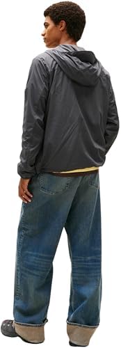Uomo Giacca a Vento Fleece Chicago con Cappuccio, Grigio (Washed Black), M