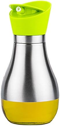 iAite 14oz. Modern Stylish Toughened glass/ 304 18/10 Stainless Steel/ Plastic Olive Oil &amp; Vinegar Dispenser Cruet Bottles (Green)