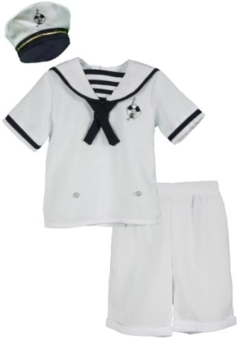 Precious Angels Baby Boys Infant White Nautical Bodysuit and Sailor Hat Set - 24 Months
