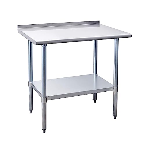 30x24x35 Inch Stainless Steel Work Table - NSF Commercial Prep Table With Adjustable Shelf