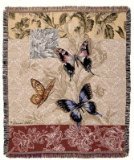 Simply Home Butterfly Floral Woven Tapestry Blanket Throw Mid-Size Made in the USA SKU TPM903