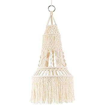 Mkono Macrame Lampshade Ceiling Pendant Light Shade Tasseled