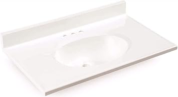 Premier 112010 Bathroom Vanity Top Cultured Marble White 25 X19 Vanity Sinks Amazon Com