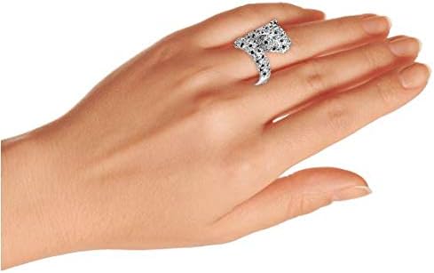 Bling Jewelry Green Eye Black White Cubic Zirconia CZ Fashion Leopard Panther Cat Statement Bypass Ring For Women Silver Plated Brass - Image 5