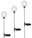 Solar Wholesale 1003S Festive Red, Green and Blue Color Crackle Glass Solar Stake Lawn Lights, 2.75" Ball Dia.