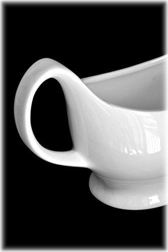 9" Extra-Large 12oz White Porcelain Gravy Sauce Bowl Boat with Spout & Handle
