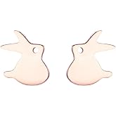 Cute Rabbit Small Stud Cartilage Earrings for Women Stainless Steel Fashion Simple Polished Bunny Tragus Minimalist Earring Tiny Dainty Hypoallergenic Easter Holiday Jewelry for Animal Lovers