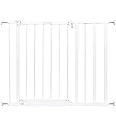 Ozzy & Kazoo Wide Walk-Through Dog Gate, Fits Openings 28.75-39.75” Wide, White Metal Dog Gate, f...