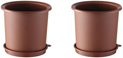Orchid Pots Flower Plant Pots with Net Cup for Healthy Roots Double Round Root Control (2 Sets, Brown)
