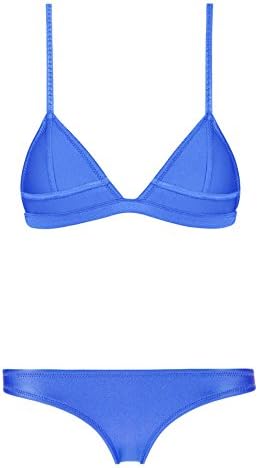 Skyjoy Women Neoprene Bikini In Bright Color Neon Binding Swimsuit Swimwear (S:US0-2, blue#2)