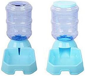 QWERT Co. WANG Gravity Automatic Feeder Waterer 1 Gal(3.8L) Pet Supplies Cat Bowl Dog Food Bowl Replenish Set Combo By,Blue