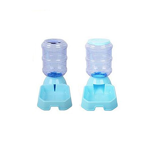 QWERT Co. WANG Gravity Automatic Feeder Waterer 1 Gal(3.8L) Pet Supplies Cat Bowl Dog Food Bowl Replenish Set Combo By,Blue
