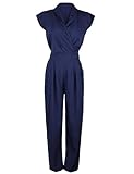 PrettyGuide Women V Neck Wrap Cap Sleeves Tunic Jumpsuit Rompers Long Pants