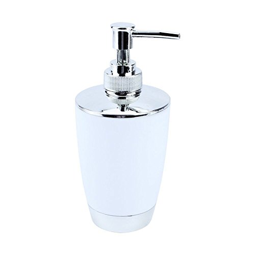Zuvo 6 Pcs Plastic Bathroom Accessory Set Luxury Bath Accessories Bath Set Lotion Bottles, Toothbrush Holder, Tooth Mug, Soap Dish, Toilet Brush, Trash Can, Rubbish Bin (White)
