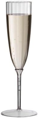 Plexware 5 Oz Clear Premium One Piece Plastic Champagne Flutes 8/pk