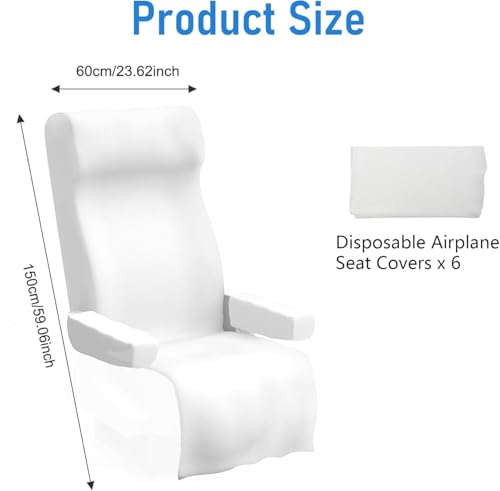Disposable Airplane Seat Covers, Non-Woven Fabric Public Seat Protective Wrap with Handrail Cover, Portable Seat Covers for Travel, Train, Bus, Car, Airplane, Movie Theatre - 6Pcs