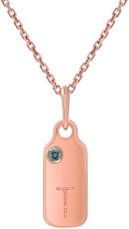 Mini Mini Jewels 14k Rose Gold Alexandrite June Birthstone Accented Letter T Dog-tag Necklace