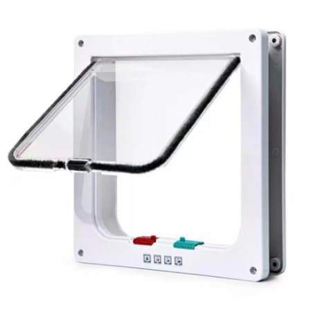 4 Way Locking Cat Flap Door, Cat Flaps for Upvc Door, Easy Installation Cat Flap Door for Interior Exterior Door, Weatherproof Safety Durable Pet Door for Interior Exterior Door Window Wall (Medium)