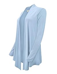 LUVAGE Womens Long Sleeve Draped Open Front Asymmetrical Cardigan