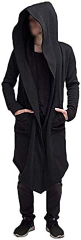 Mens Long Sleeve Cardigan Jackets Solid Overcoat Open Front Cardigans with Pocket