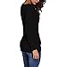 Tulucky Women's Deep V Neck Tee Shirts Long Sleeve Cute Unique Cross Wrap Tops (XXL, Black)