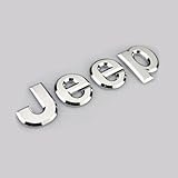 Aurnoc 2pc Jeep Logo Chrome Badge Decal Emblem Sticker for Cherokee Wrangler 3D Alloy (Chrome Silver)