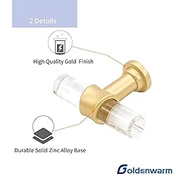 goldenwarm 5 Pack Crystal Drawer Knobs Gold Cabinet