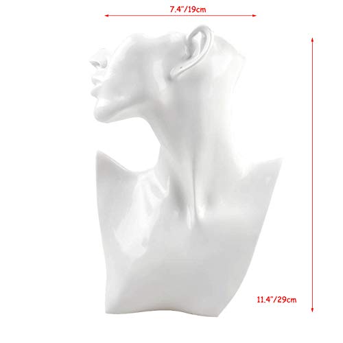 QILICHZ Boutique Sturdy Figure Mannequin Bust Stand for Chain Necklace,Pendant,Earring Drops Jewelry Props Display (White)