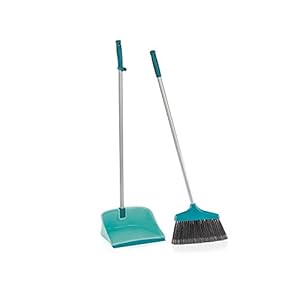 Leifheit Veegset Classic met steel en open schep, stofschepset met gespleten borstelharen, bezem en veegschep met extra…