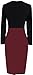 LunaJany Women's Chic V Neck Color Block Wear to Work Midi Dress, White and Red L