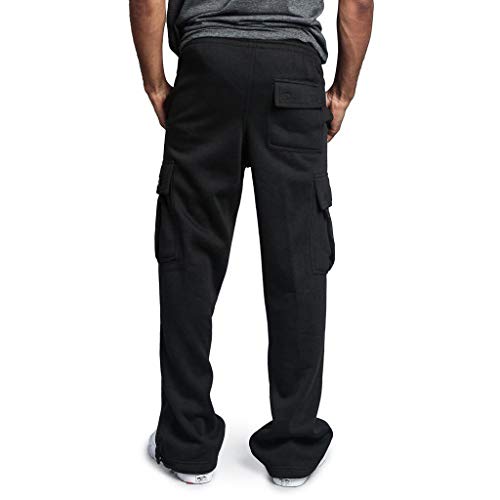 AgrinTol Mens Sports Pants, Men's Splicing Overalls Casual Pocket Sport Work Casual Trouser Pants Black - Thumbnail 3
