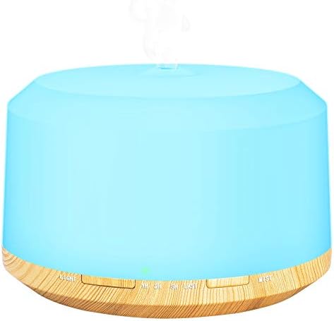 Essential Oil Diffuser, 450ml Aromatherapy Diffuser Large Capacity Aroma Diffuser Ultrasonic Humidifier with Cool Mist, 8 Colors LED Light, Waterless Auto Shut-Off for Home, Office, Baby Room