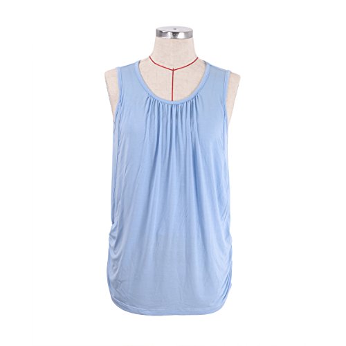 Modern Mummy Women's Maternity Nursing Tank Top Sleeveless Comfy Breastfeeding Clothes Blue X-Large