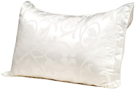 VANSILK 19 Momme 100% Mulberry Silk Pillowcase with Jacquard Patterns Oxford Silk Pillowcover 1Pc White Standard 20" x 30"(51x76cm)