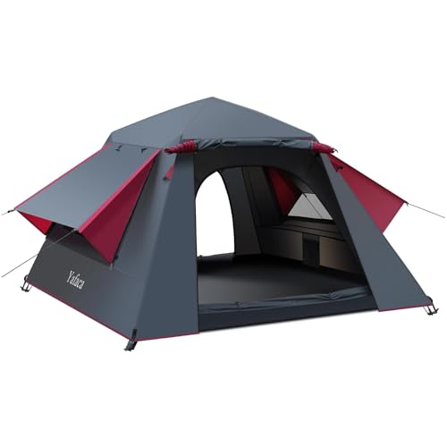 Camping Tent, 3 Man Pop Up Tent Extra Large Waterproof Automatic Dome Tent with 2 Rainproof Windows, 2 Layers Family Festival Tent with Removable Outer Layer, Tent for Camping Picnic