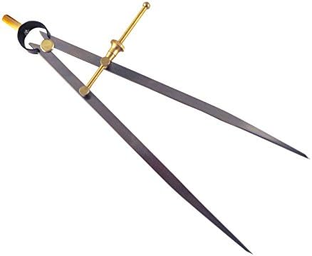 Toolmaker's “Yankee” Quick-Spring Nut, Rapid Adjust, Spring Dividers Calipers Compass, 0-10.5” / 266 mm Range, Brass Fulcrum and Fine Adjustment Mechanism, Flat Leg, C7-10