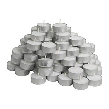 Ikea Glimma Candles/Tealights, Pack of 100, Wax, White, 19.1 x 19.1 x 5.9 cm