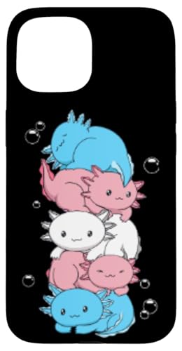 Kawaii Axolotl Pile Transgender Pride Flag Trans LGBTQ Case for iPhone 15
