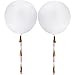 MOWO 36’’ Round White Giant Latex Balloon with Tassel (2 set, metallic gold, pink, white tassels)
