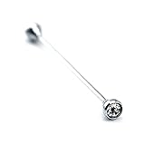 SandistoreMens Diamond Bayer Necktie Tie Clip Cravat Pin Round Collar Brooch (White)