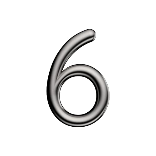 Ultion Sweet Satin Nickel Door Numbers '6' - 3inch height - Self Adhering, No Drilling or Screwing Required …