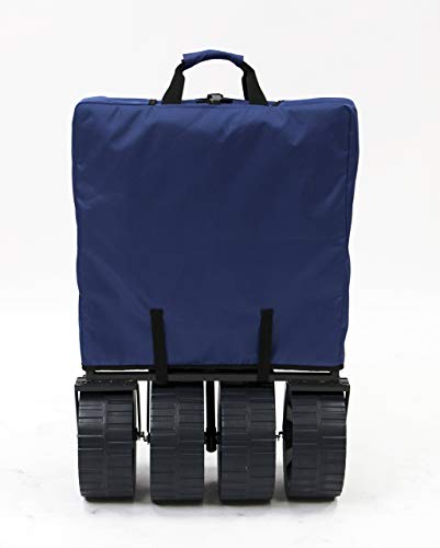 Mac Sports Heavy Duty Collapsible Folding All Terrain Utility Beach Wagon Cart, Blue/Black (Certified Refurbished) - Thumbnail 4